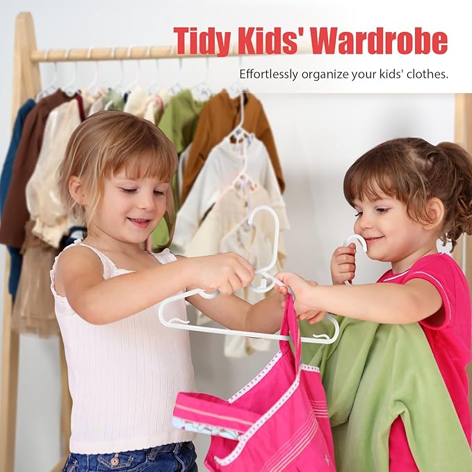 Baby Hangers, 60PCS White Kids Hangers, Multifunctional Kids Clothes Hangers, Toddler Hangers for Kids Toddlers and Children, Durable Hangers for Kids, Stackable Design for Spacing Saving