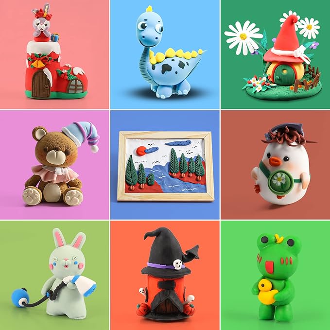 CiaraQ Air Dry Clay - 64 Colors DIY Modeling Clay Kit with Sculpting Tools, Soft & Ultra Light, Easy to use, Ideal for Sculpture, Crafting, DIY Projects (Assorted Colors)