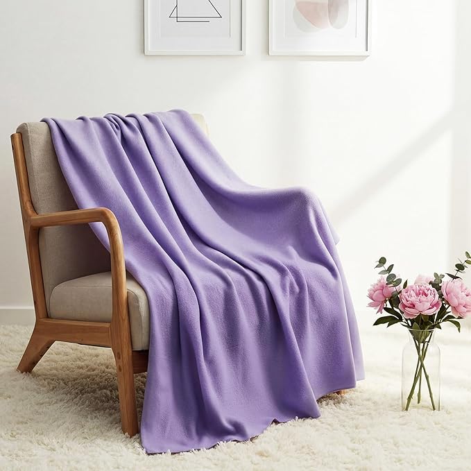 Kinlop 40 Packs Fleece Blanket Bulk 60 x 50 Inch Soft Lightweight Fleece Cozy Blanket Warm Throw Plush Pet Throw for Bed Couch Sofa Home Office Wedding Gifts Travel Camping (Lavender)