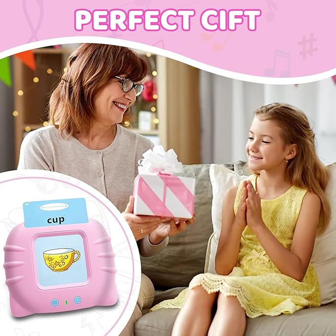 Talking Cards for Toddlers,Christmas Birthday Gifts for Boys Age 1-5,Educational Learning Interactive Toys for Kids Autism Toys Speech Therapy Toys Autism Toys with 224 Sight Words-Pink