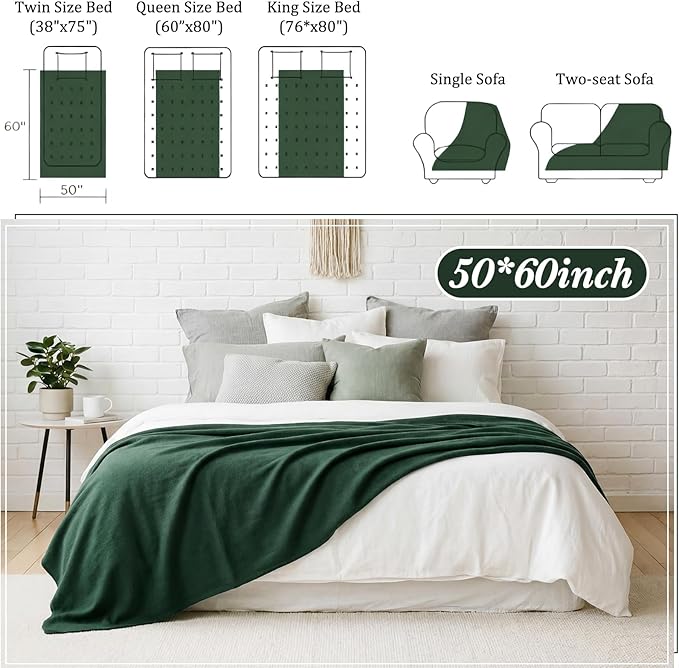 Kinlop Fleece Blanket Bulk 60 x 50 Inch Soft Lightweight Fleece Cozy Blanket Warm Throw Plush Pet Throw for Bed Couch Sofa Home Office Wedding Gifts Travel Camping (Green Tones,40 Packs)
