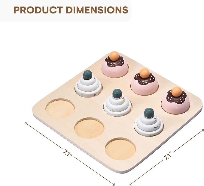 Childlike Behavior Toddler Toys Wood Puzzles - Montessori Toys to Learn Shapes, Colors, & Math Symbols for Preschool Kids, Boys & Girls - Early Educational Development (6 Cupcake pcs)