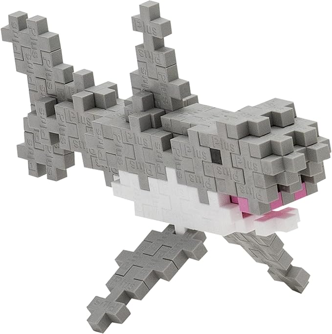 Plus Plus 3D Puzzle Sea Creature Building Block Set, Ocean Animals Figures, Fun Stem Toys for Kids, 70 Interlocking Pieces - Shark Mini Maker Tube
