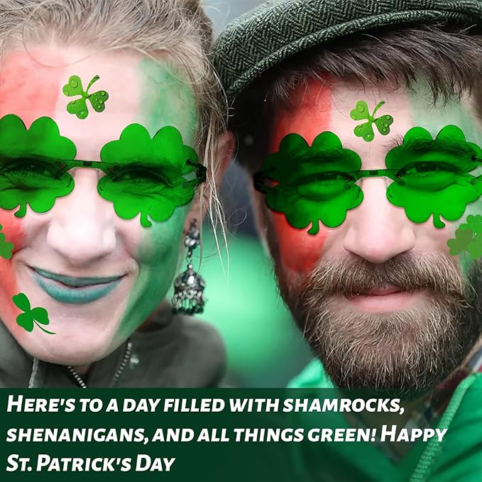 Homgaty 109 Pack St. Patricks Day Party Favors Set, Green Shamrock Glasses Beaded Necklace Bracelets Tattoos Stickers for St Patricks Day Irish Festival Decorations Supplies