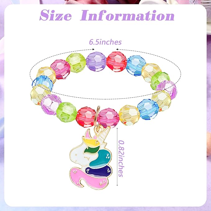 Hicarer 9 Pieces Unicorn Girls Bracelets for Toddler Little Girls Rainbow Bracelets Princess Colorful Cute Beaded Jewelry for Gift Goodie Bag Stuffers Birthday Party Favors(Classic Style)