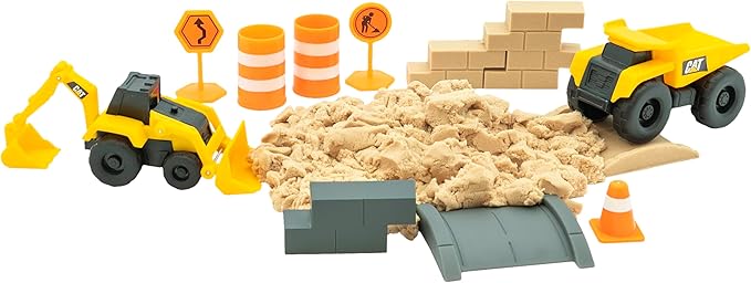 CAT Construction Toys, Dig N' Build Dirt Playset with 10 Oz of Compound, 2 Little Machine Vehicles, Ages 3+
