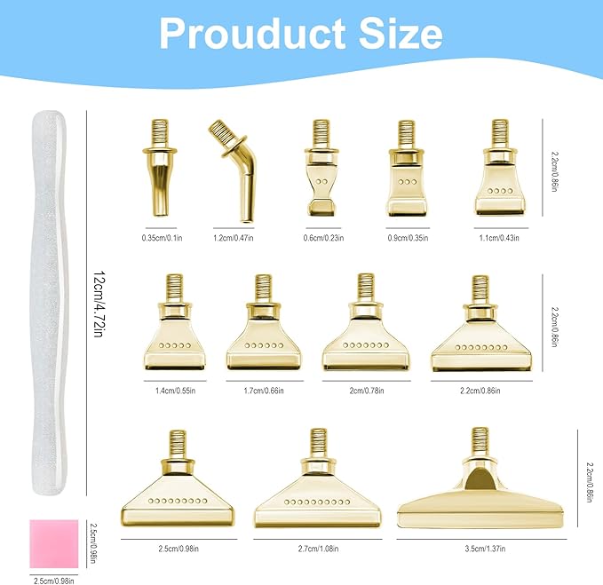 22PCS DIY Diamond Art Pen Painting Tool Set - Metal Threaded Tip Accessories Gem Resin Dotting Pen Supplies Kit (White Pen + 12 Tips + 9 Dotting Clay)