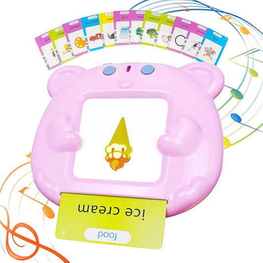 Toddlers Talking Flash Cards, Baby Learning Cards with 224 Sight Words, Educational Toy Gifts for Toddler 3-12 Year Old Boys and Girls, Montessori Toys, Speech Therapy, Autism Sensory Toys, Pink