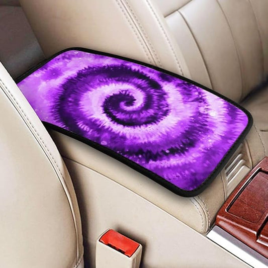 DORKEIXIA Purple Tie Dye Auto Center Console Armrest Pad Universal Car Center Console Cover Seat Box Cover for Sedan, Van, SUV, Truck Car Accessorie