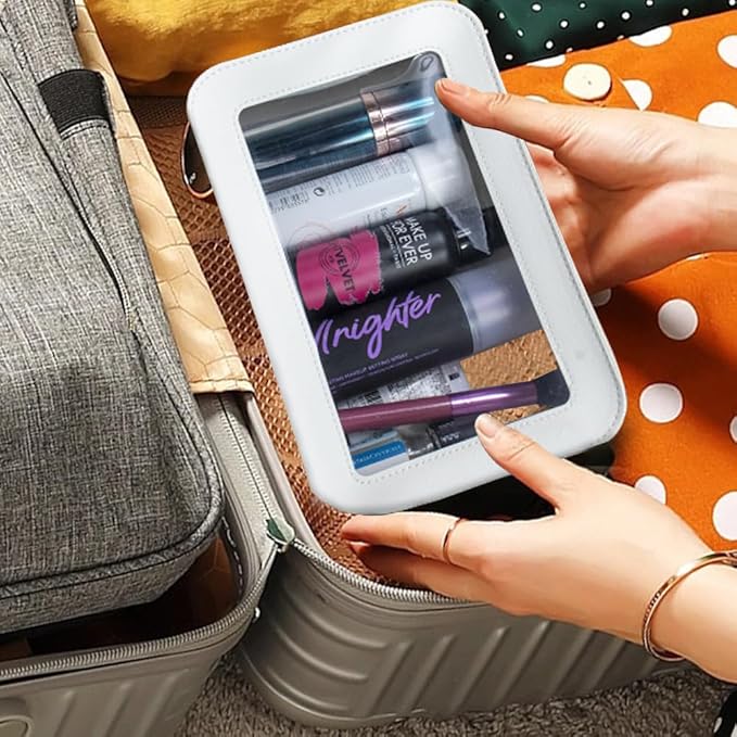 Clear Makeup Bag Small, TSA Approved Portable Toiletry Bag with Zipper Cosmetic Travel Bag Makeup Organizer Case Mini Makeup Pouch for Purse Car Organizer Bag for Women Men