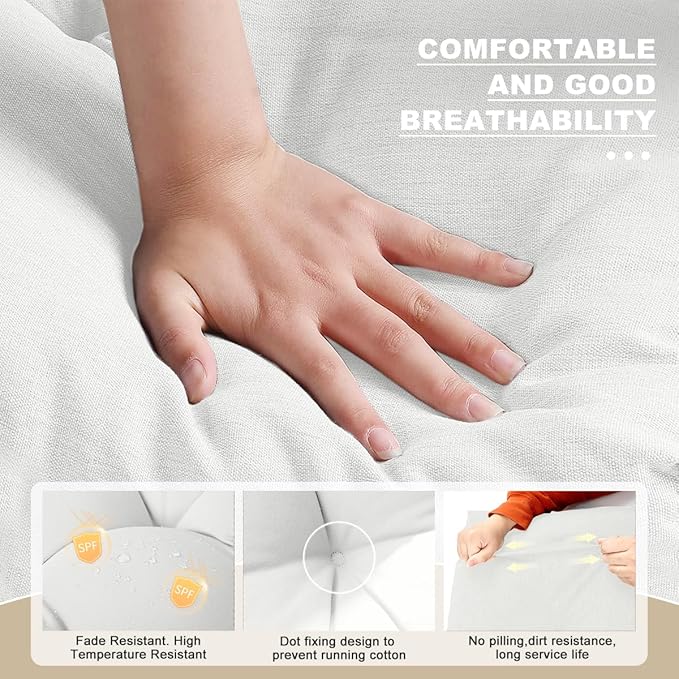 Bench Cushion 30 inches,Indoor/Outdoor Non-Slip Tufted Cushions, Premium Waterproof Linen, Soft Piano Sofa Cushions, Entryway Storage, Bay Window, High-Density Memory Foam(White-30x14x4in)