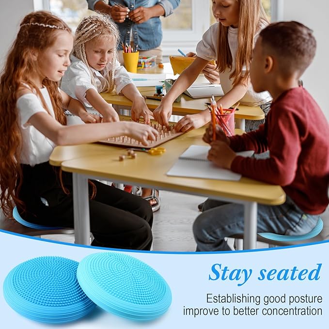 Libima 4 Pcs Wiggle Seat Inflated Wobble Cushion for Sensory Kid 13 Inches Balance Disc Flexible Seating for Classroom Sensory Pad for Chair Wiggle Cushion