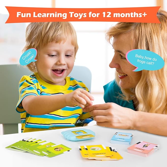 Talking Flash Cards with 224 Sight Words, Montessori Educational Learning Interactive Toddler Toys, Speech Therapy and Autism Sensory Toys, Blue