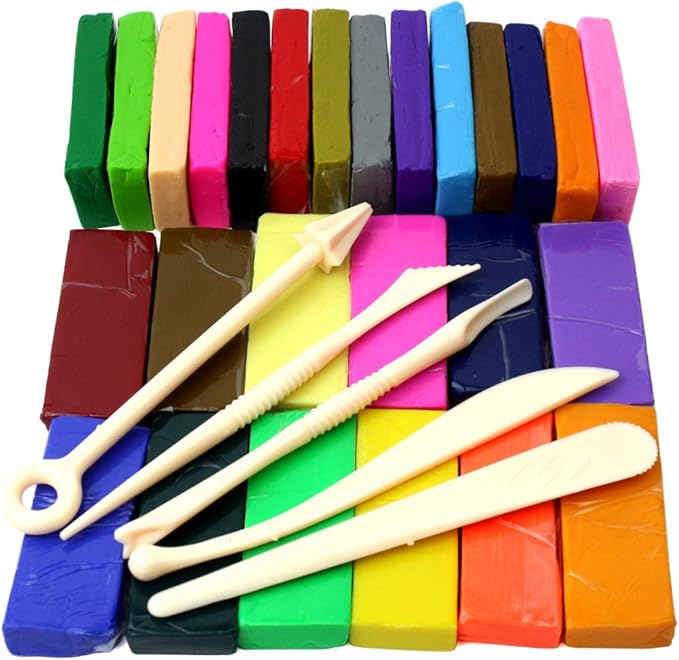 H&S Polymer Clay Modeling Kit – 26 Colors, 5 Sculpting Tools – Oven Bake Molding Set for Kids & Adults
