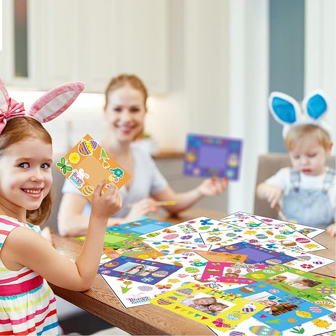 chiazllta Easter Kid's Craft Kits Easter Picture Frames Craft Bunny Egg DIY Photo Frames Suitable for Easter Class Game Activities Gift for Kids
