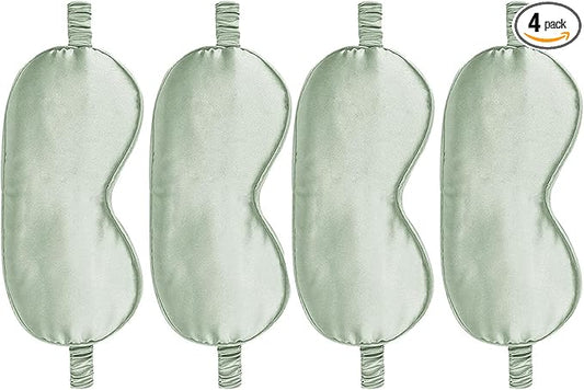4PACK Sleep Masks Satin Eye Mask Silk Eyes Cover Silky Blindfold Blackout Eyeshade Soft Eyeshades Sleeping Covers Travel Nap