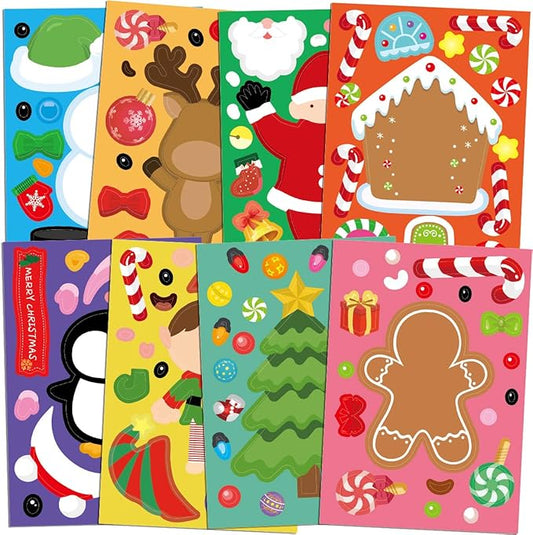 48 Pcs Make Your Own Christmas Sticker Sheets for Kids Home Classroom Party Favor Art Craft School Rewards