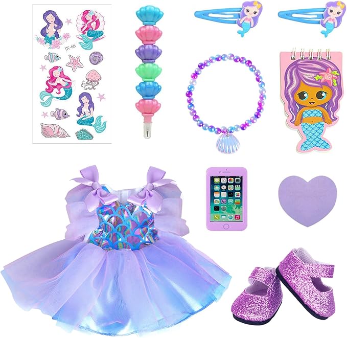 14.5 Inch Black Dolls Realistic Baby Doll Clothes and Accessories,Silicone African Baby Doll with Doll Princess Deep Sea Theme Dress Best Gift for Girls Kids