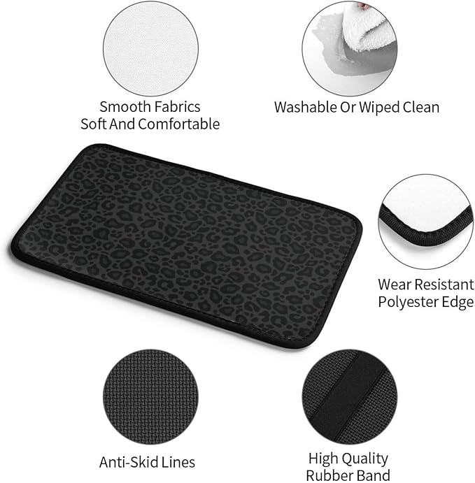 DORKEIXIA Black Leopard Cheetah Print Animal Skin Print Auto Center Console Armrest Pad Universal Car Center Console Cover Seat Box Cover for Sedan, Van, SUV, Truck Car Accessorie