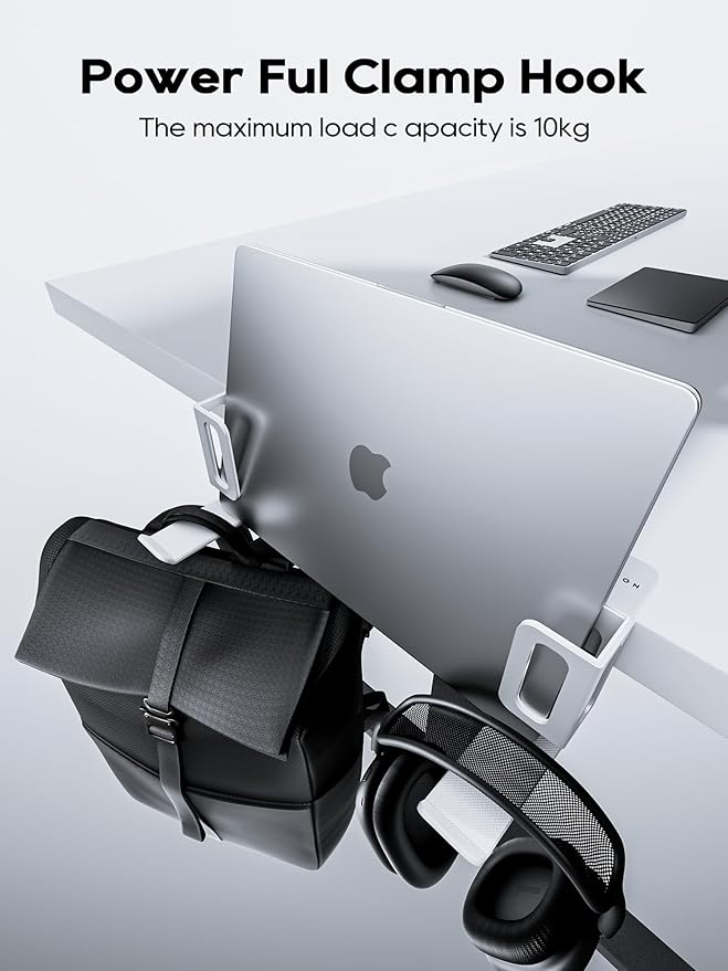 NODOCA Laptop Storage for Desk, Vertical Laptop Stand for Desk, MacBook Vertical Stand, with Headphone Holder, Desk Side Storage for MacBook/Surface/Samsung/HP/Dell[M, Black]