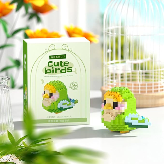 Birds Building Blocks for Adults Mini Building Blocks Birds Building Bricks Toy Micro Block Building Set Gift for Kids and Adults-236 PCS(Green Golden)