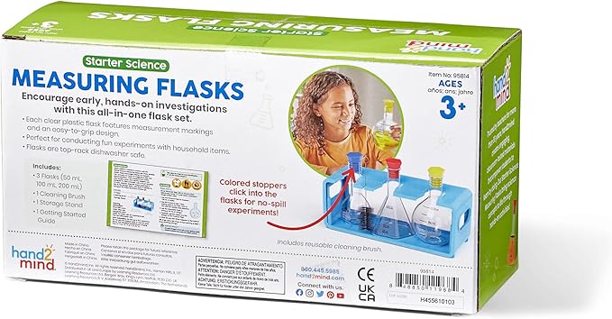 hand2mind Starter Science Measuring Flask Set, Plastic Beakers for Kids, Science Lab Equipment, Measuring Toys for Kids, Kids Chemistry Set, Educational Science Kits, Science Supplies for Classroom