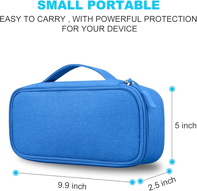 Lacdo Electronic Organizer Travel Cable Organizer Bag Pouch Tech Electronic Accessories Carry Case Portable Double Layers Charger Case for Cable, Cords, Charger, Earphone, Power Bank, Blue