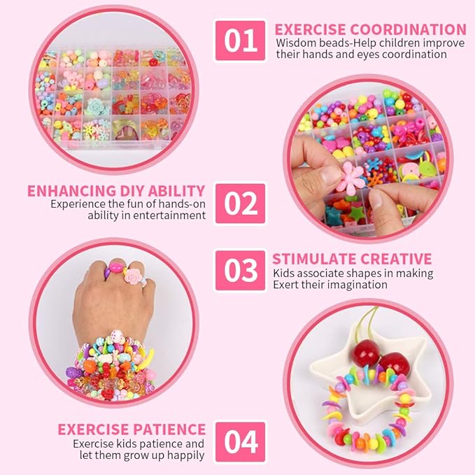 Bracelet Making Kit for Girls 4-6-7-12: Gift for 6 7 8 9 Year Old Girls Charm Jewelry Making Kit for Girls 4-6-10 Year Old, Loom Bracelet Kit Girl Necklace Making Craft Beads Kits for Kids Ages 4-8