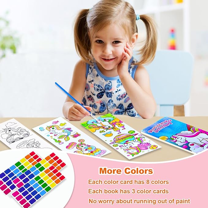 BAOXUE Water Color Paint Sets for Kids, Pocket Watercolor Painting coloring Book, Paint With Water Books for Kids Ages 4-8, Art Craft Set for Girls Boys Drawing with Brush