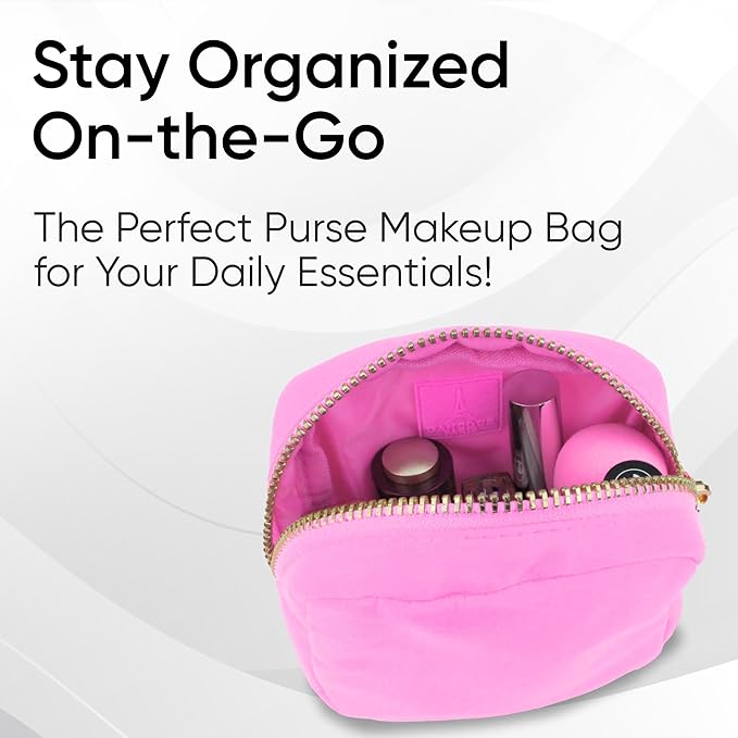 DANCOUR Nylon Makeup Bags for Women Large Preppy Travel Toiletry Pouch Cosmetic Bag Makeup Organizer