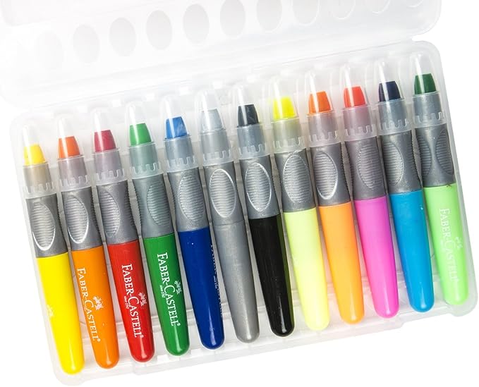 Faber-Castell Gel Crayons: 12 Jumbo Gel Crayons in Durable Storage Case: Toddler Art Supplies for Coloring and Kids Drawing, Twistable Crayons for Arts and Crafts for Kids Ages 3-4+