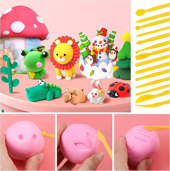 Langqun 41pcs Plastic Polymer Clay Art Tools Set for Kids Adults,Knives Pottery Tools,Ceramic Supplies for Engraving, Embossing, Shaping,Sculpting,Modeling