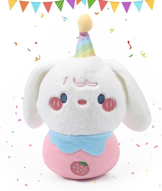 Birthday Plush Toy Stuffed Dog - Adorable Birthday Cake Stuffed Animal, Cute Sweetheart Dog with Glowing Candle, Party Decorations, Kids' Gifts, 11 Inch