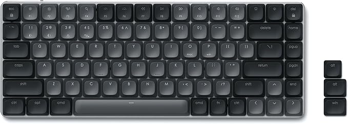 Satechi SM1 75% Mechanical Keyboard for Mac and Windows, LED Backlit Bluetooth Keyboard, 84 Keys Compact Wireless, Gaming, for Mac and Windows - Dark Gray/Gray
