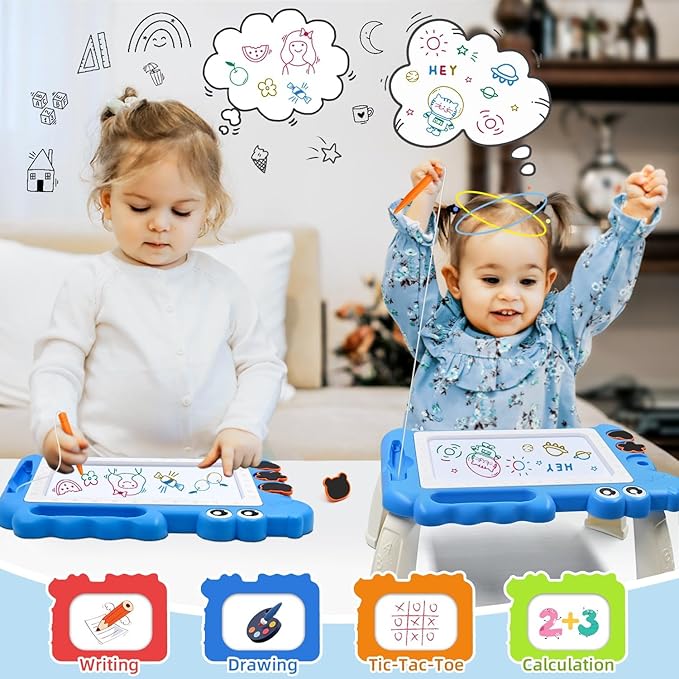 AiTuiTui Magnetic Drawing Board Toddler Toys with Legs for Girls Boys, Color Sketch Writing Scribble Doodle Pad Travel Games, Educational Learning Kids Toys for Birthday or Valentine Gift (Blue)