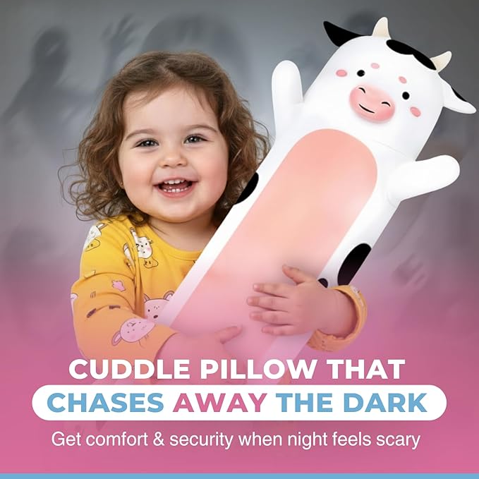 Cow Print Plush Body Pillow for Kids | Long Stuffed Animal Cuddle Pillow | Soft Hugging Toy | Plushie Gift for Girls & Boys | Long Plush Body Pillow for Sleep & Comfort | Medium, 35 Inches