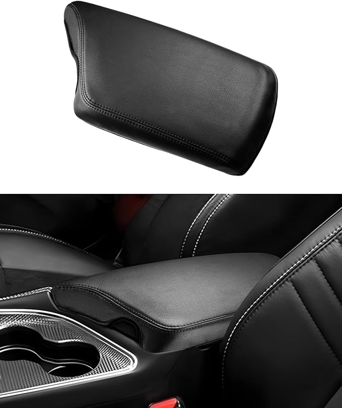 FIILINES Center Console Cover for Dodge Challenger 2015-2023 Center Console Armrest Cover Challenger Interior Accessories Armrest Cover Center Console Pad Anti-Scratch Black