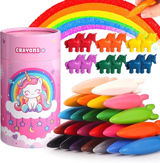 DreamCandy Rocket and Unicorn Crayons,36PCS Non Toxic Washable Toddler Crayons for Kids and Toddlers,Art Supplies Drawing Coloring Crayon Set,Gift for Girls and Boys,Back to School