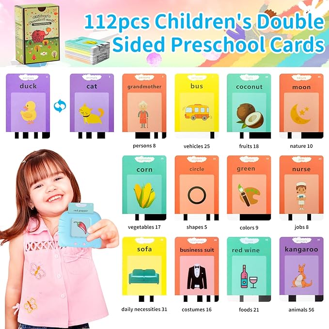 Toddler Talking Flash Cards for Kids with 224 Sight Words, Speech Therapy Autism Sensory Toys, Learning Educational Toddlers Toys for Boys and Girls Ages 1 2 3 4 5 Year Easter Basket Stuffers for Kids