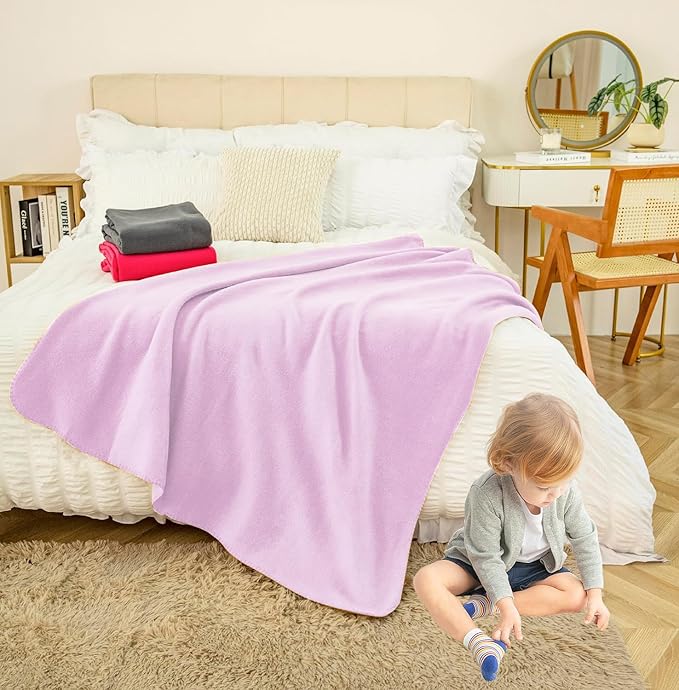Special SG Glory Fleece Throw Blankets Bulk Fleece Blankets Solid Wholesale Lightweight Warm Soft for Pet Bed Sofa Couch Office Wedding Gifts Travel Seasons Lilac 50x60 Inches Pack of 6