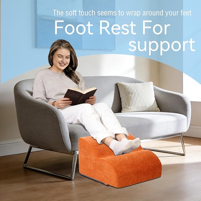 Foot Rest for Under Desk at Work.Multifunctional 3-Tier Foot Stool,with Washable Footrest.for Under Desk,Office Chair Gaming Chair & Sofa,Leg Elevation Pillow,Supports Posture (Orange)