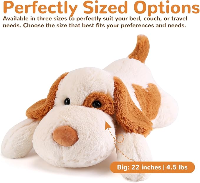 meowtastic Brown & White Dog Weighted Stuffed Animals - 22 Inch 4.5 Pounds Weighted Plush Dog Stuffed Animals - Big Stuffed Dog Plush Pillow - Cute Plush Toys Gifts for Kids & Adults (22" 4.5 lbs)