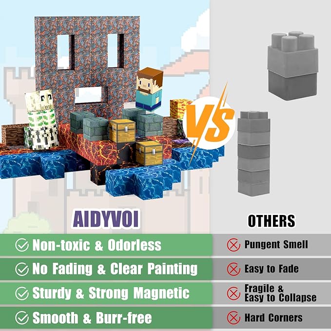 213 PCS Magnetic Blocks Building Toys Set Sword Kids Blocks for Toddler Boys Girls 3+, STEM Sensory Magnetic Cubes Christmas Birthday Present Construction Building Toys