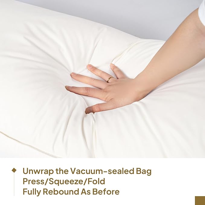 Goose Down Body Pillows for Adults, Large Body Pillow for Side Sleeper, Hugging Feather Body Pillow Insert, Cooling Full Length Long Pillow for Bed with 100% Organic Cotton Shell, White 20"x54"