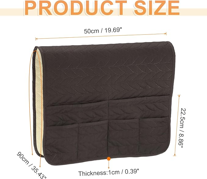 uxcell Couch Sofa Armrest Organizer Non-Slip Chair Arm Recliner Remote Control Organizer with 6 Pockets for Books, Magazines, Tablet, Phone, Chocolate