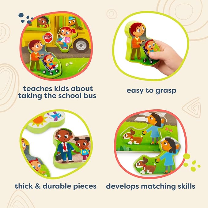 B. toys- Peek & Explore - School BusChunky Puzzle – Puzzle for Toddlers, Kids – School Bus Puzzle – School, Bus, Students – 2 Years +