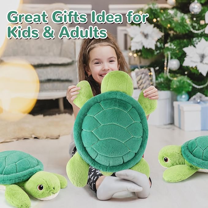 Turtle Weighted Stuffed Animals - 28 Inch 5.0 Pounds Weighted Plushies Sea Turtle Stuffed Animal - Large Tortoise Plush Pillow - Cute Plush Toy Gifts for Kids & Adults (28" 5.0 lbs)