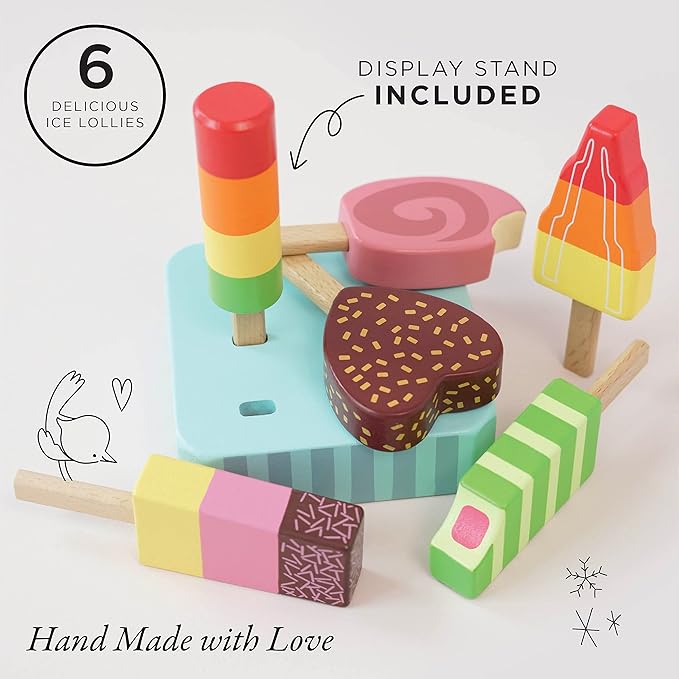 Le Toy Van Honeybake Collection Ice Lollies Set Premium Wooden Toys for Kids Ages 3 Years & Up (TV284)