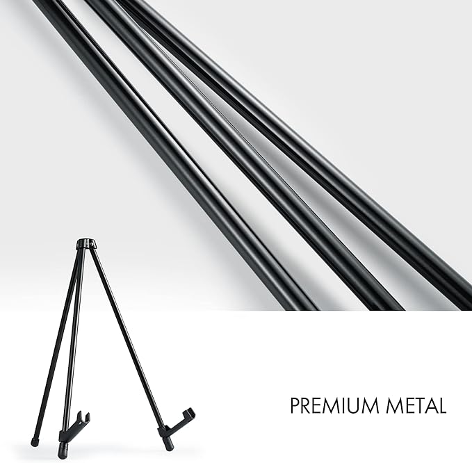 ARTIFY 14'' Tabletop Instant Display Easel, Black Steel Table Top Easels for Display, Tripod for Canvas, Paintings, Signs, Posters