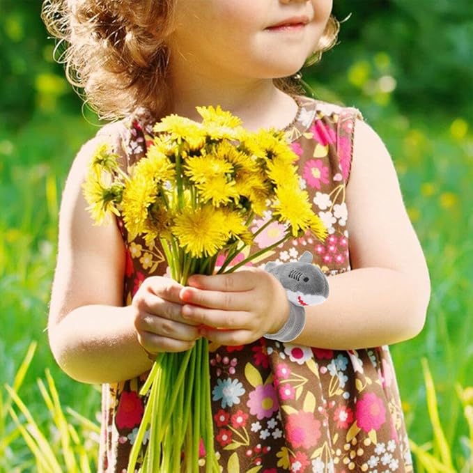 Abaodam Shark Slap Bracelet Animal Slap Bracelet Plush Stuffed Animal Hugger Snap Wrist Band Toy for Kids Birthday Party